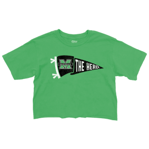 MU Blue84 Ladies Pennant Cropped Short Sleeve Tee