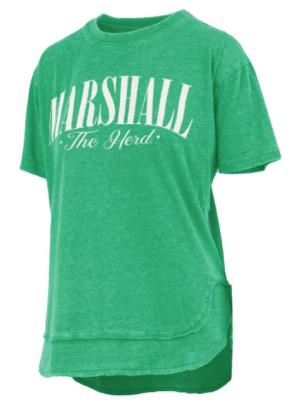 MU Pressbox Ladies Script Poncho Short Sleeve Tee