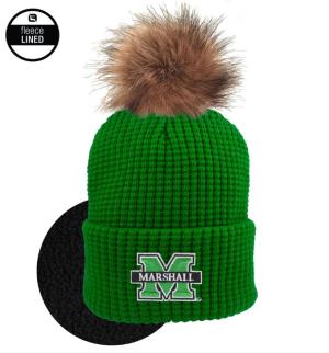 MU Logofit Waffle Knit Cuff Hat w/ Fur Pom
