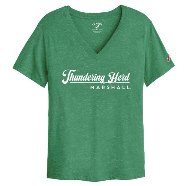 MU L2 Ladies Thundering Herd V-Neck Short Sleeve Tee