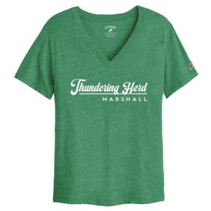 MU L2 Ladies Thundering Herd V-Neck Short Sleeve Tee