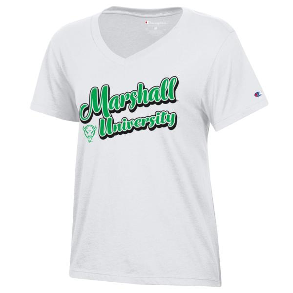 MU Champion Ladies Script V-Neck Short Sleeve Tee