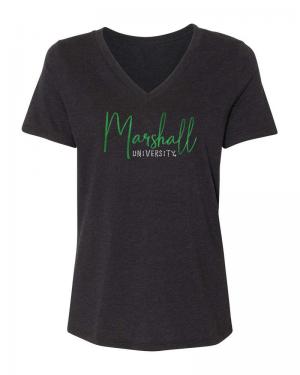 MU Summit Ladies Glitter Script V-Neck Short Sleeve Tee