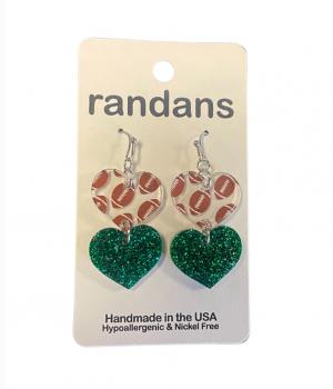 MU randans Football Heart Earrings