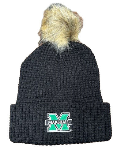 MU Logofit Waffle Knit Cuff Hat w/ Fur Pom