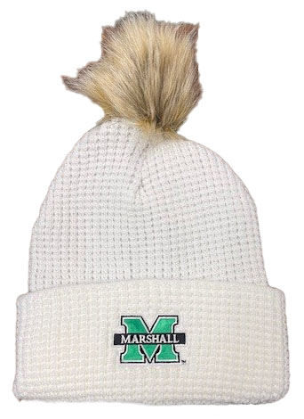 MU Logofit Waffle Knit Cuff Hat w/ Fur Pom